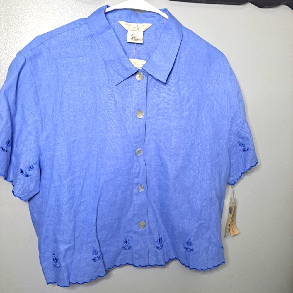 Outfit JPR Linen Sandwashed Shirt Women’s Sz Large Boxy Button Up Floral NWT